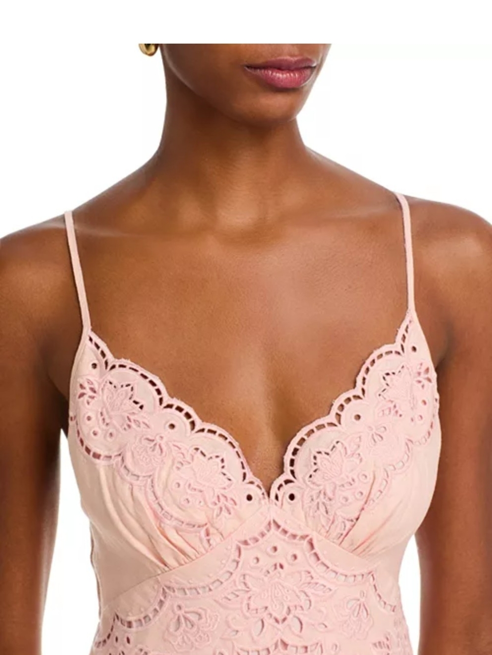 FARM Rio Blush Pink Eyelet-Detail Midi Dress - Picture 4 of 4